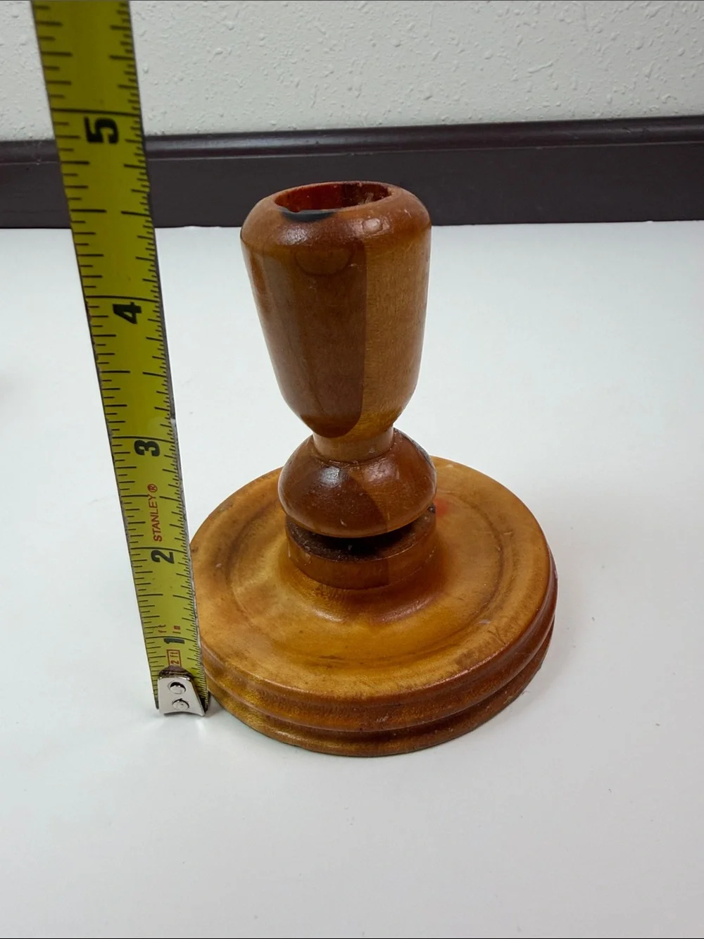Vintage Turned Wood Candlestick Holders Farmhouse Cottagecore Mid Century Boho
